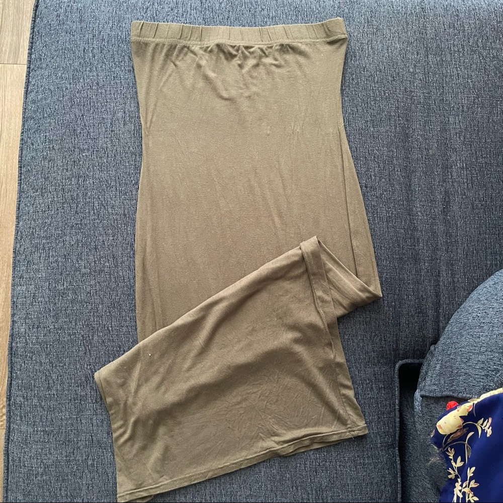 Army green strapless dress